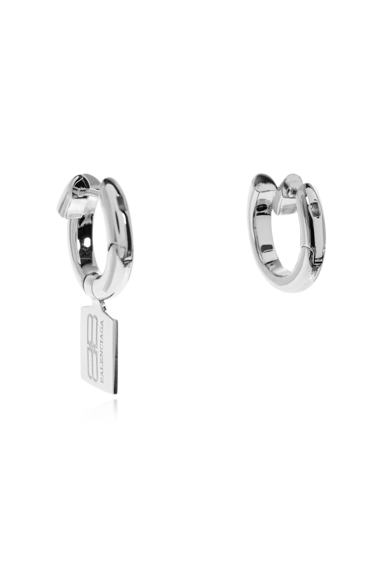 Silver Brass earrings with an asymmetrical shape Balenciaga